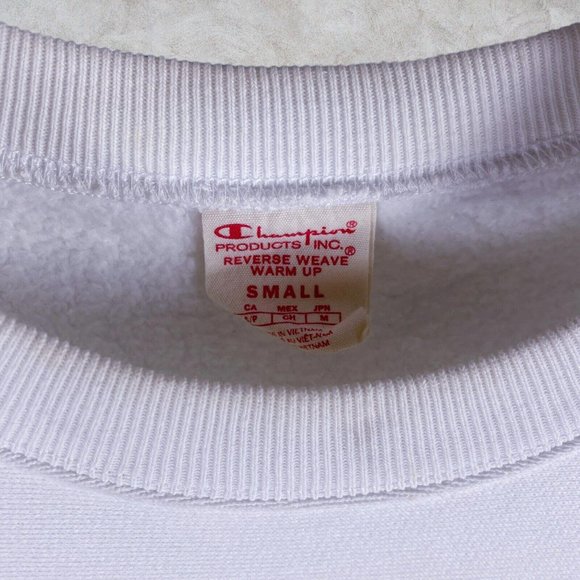 Vintage White Champion Reverse Weave Sweatshirt Warm Up Mens Small - Picture 5 of 5
